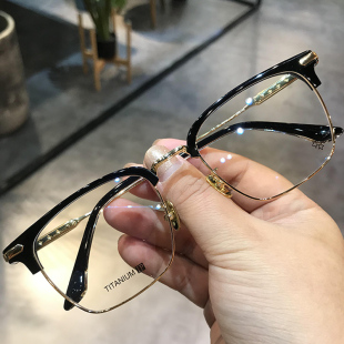 简丹萝心潮百搭眼镜框男女钛架超轻半框大脸加宽近视防蓝光眼镜架