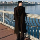 韩版 秋冬季 中长款 毛呢大衣男士 高级感风衣保暖加厚呢子外套 新款