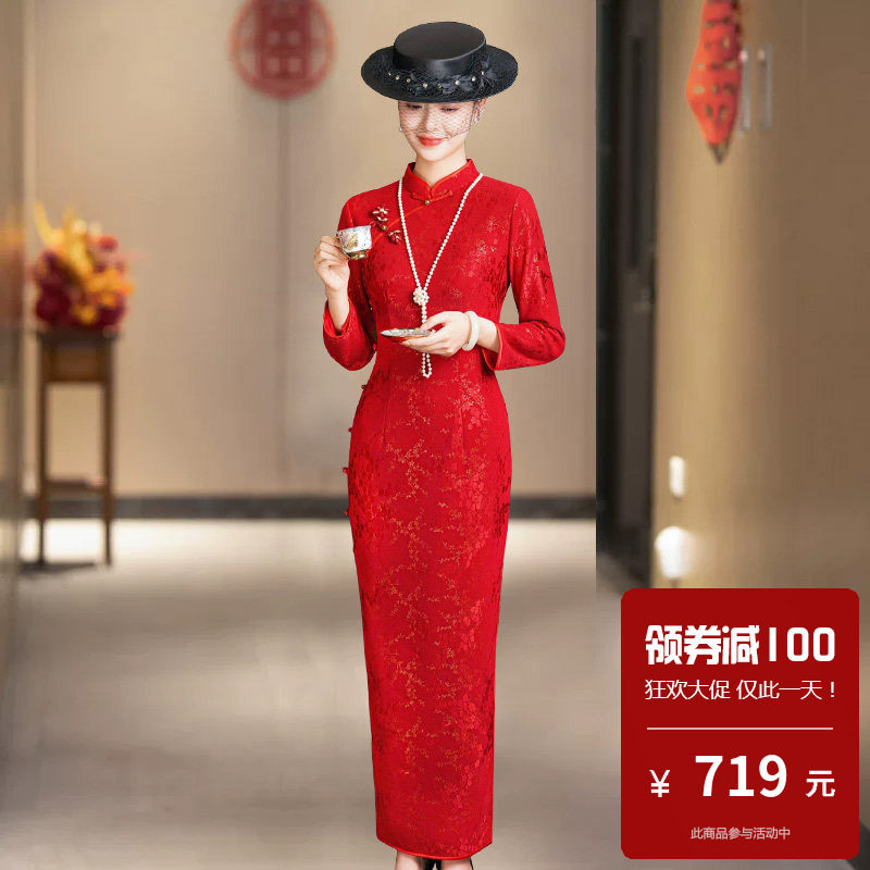 红色系独特绝美新中式旗袍女日常可穿订婚轻奢高级感微胖年轻款春