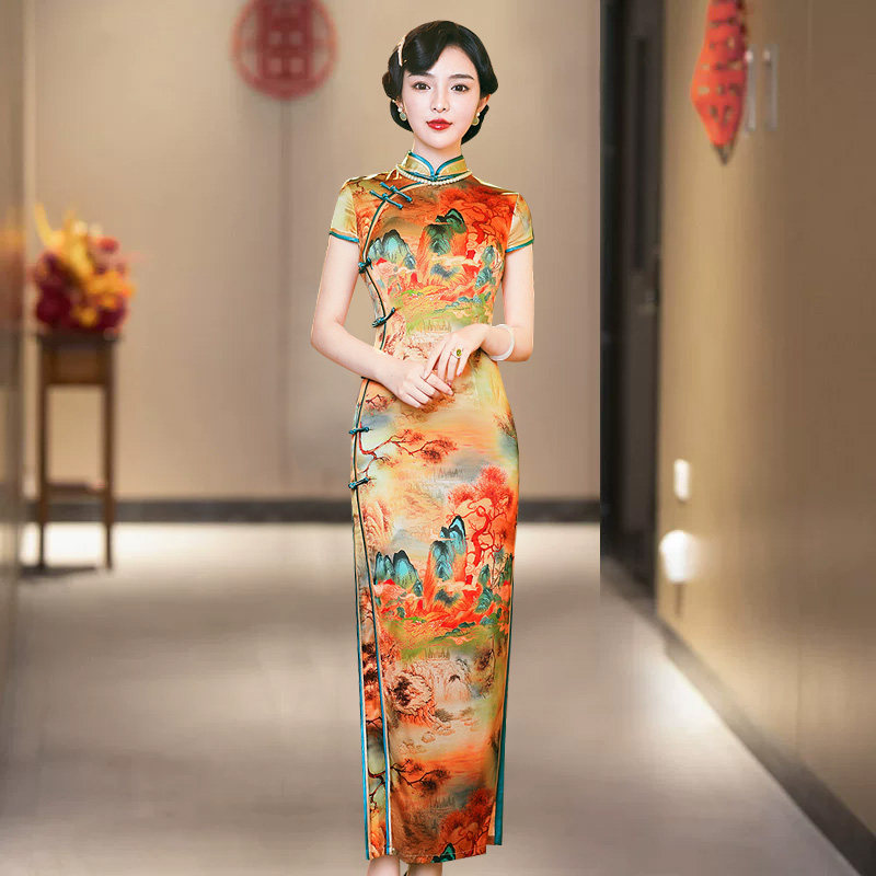 重磅真丝旗袍桑蚕丝高端小个子改版改装连衣裙古法微胖高端名牌女