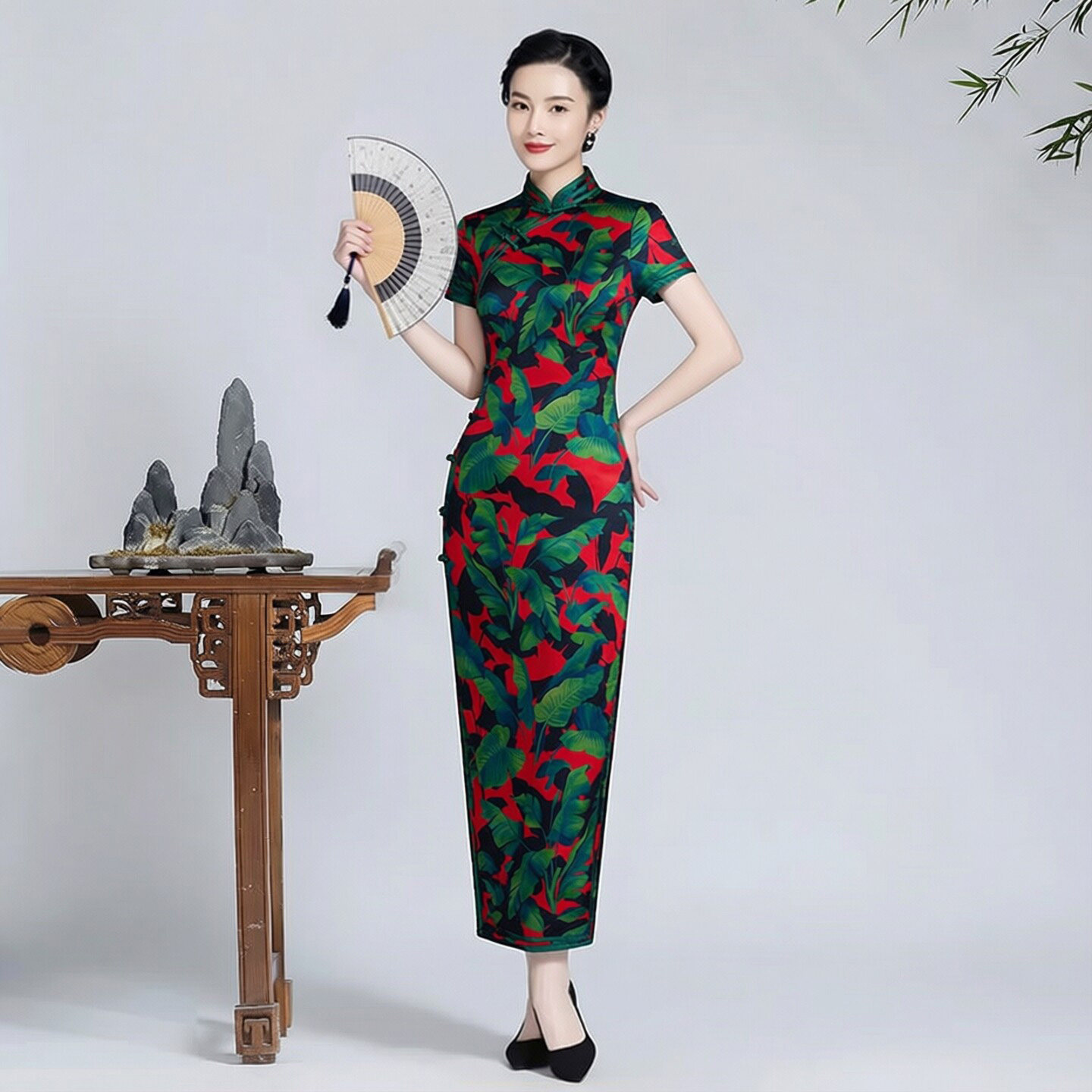 重磅真丝桑蚕丝旗袍长款夏天改良式中国风老上海高端重要场合漂亮