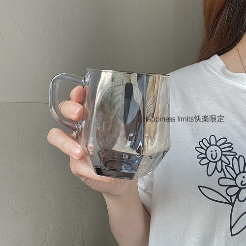 带把六菱角水杯冷饮杯果汁饮料杯