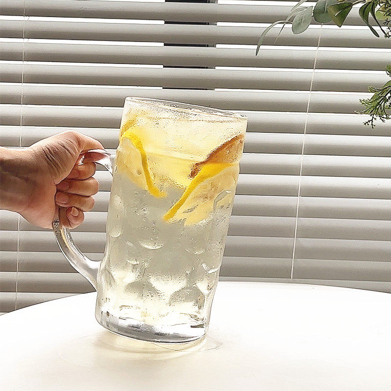 带把大容量水果茶玻璃杯ins风家用果汁饮料喝水个性创意啤酒杯子
