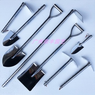 荣丰 出口装不锈钢园艺小铲 两用锄头410# 花园长柄锄 铲土工具