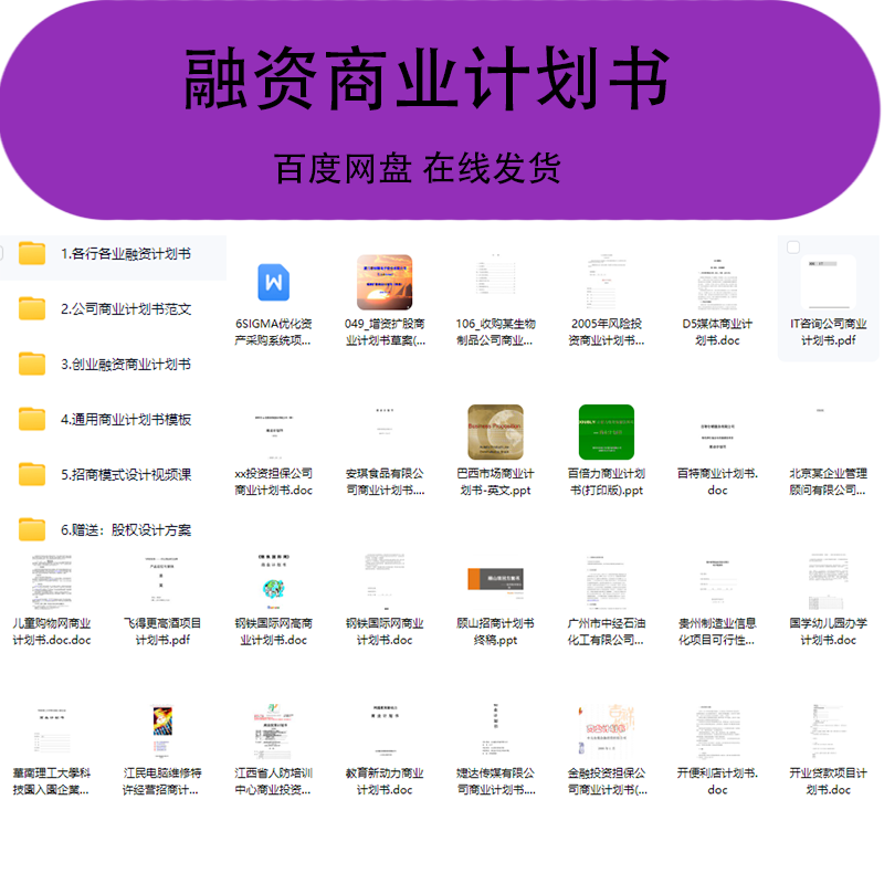 融资商业计划书私营公司民营企业创业项目招商投资策划方案模板