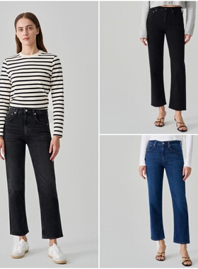 [新品]CITIZENS of HUMANITY直筒九分牛仔裤女高腰裤子2250-3065