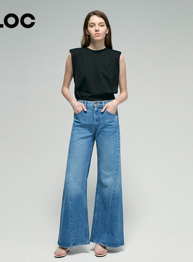 [CLOC]MOTHER美式复古高腰阔腿全长牛仔裤女春季11165-1321-RLD