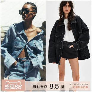 [CLOC][画册海报款]AGOLDE斜襟纽扣设计oversize牛仔外套女春季