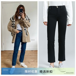 直筒显瘦九分牛仔裤 FRAME高腰修身 CLOC STRAIGHT HIGH 女春季