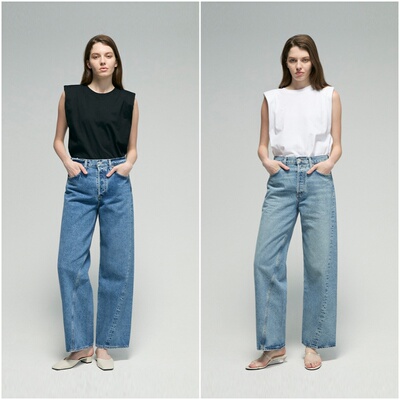 AGOLDE宽松扭缝直筒牛仔裤女
