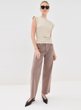 [CLOC]AGOLDE REN 藕粉色牛仔裤女高腰阔腿春季裤子A9191F-1183