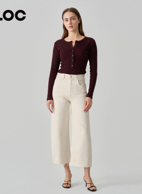 [新品]CITIZENS of HUMANITY白色九分弯刀牛仔裤女阔腿2117-1248