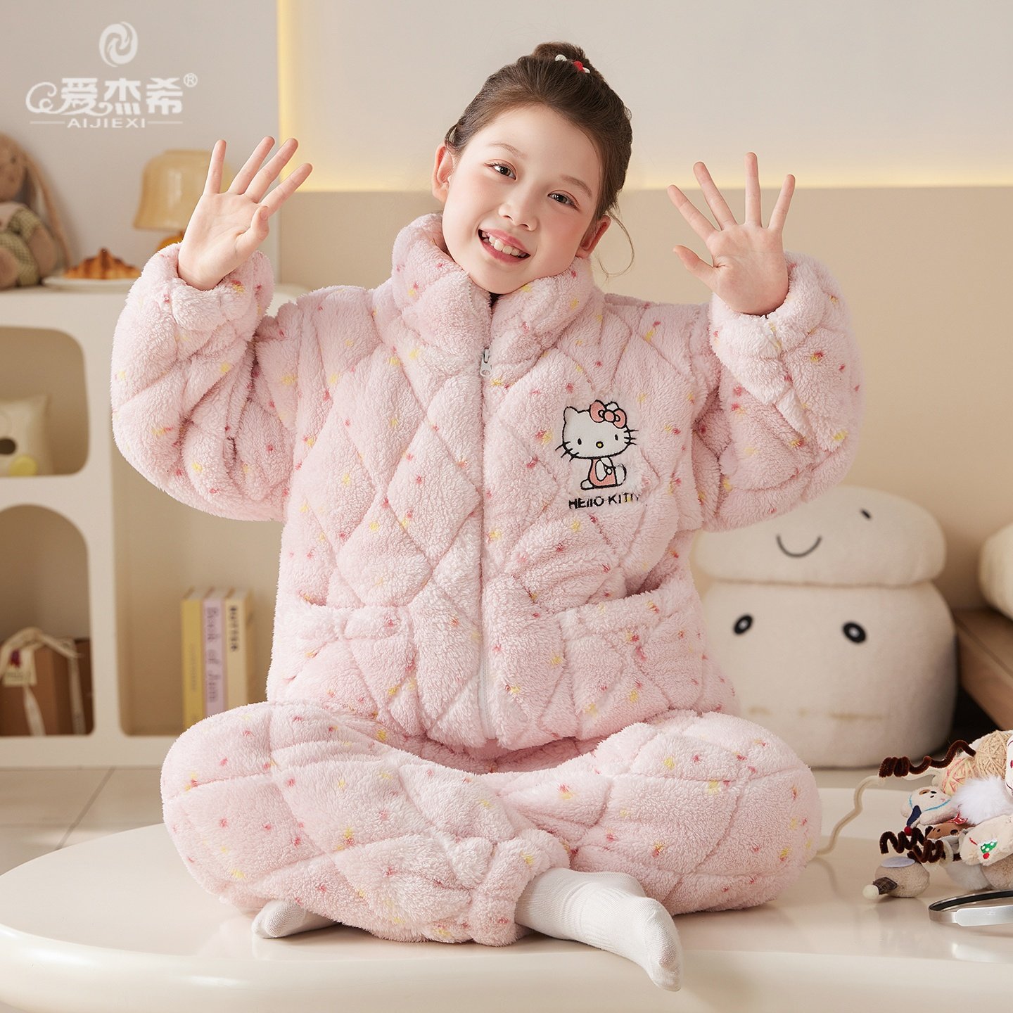 女童睡衣三层夹棉家居服