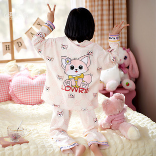 亲子睡衣母女童长袖儿童家居服春秋季纯棉秋款公主大童母子套装冬