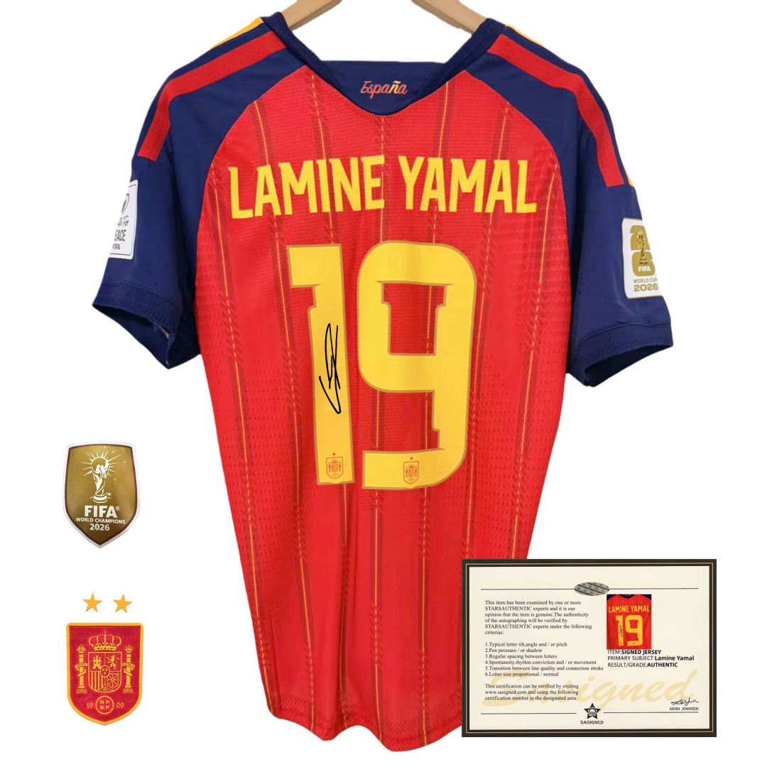 26 Yamal Spain jersey football printed signature shirt - 实物图