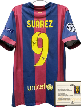 14-15 suarez football jersey printed signature soccer shirt