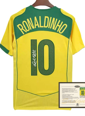04 Brazil Ronaldinho printed signed football jerseys shirt