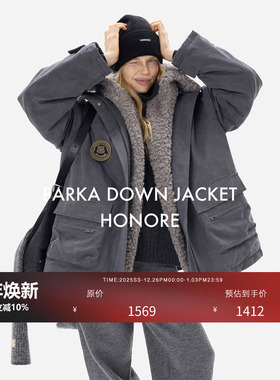 HONORE古月  原创铜牌2.0 进口95白鸭绒可拆卸毛领百搭派克羽绒服