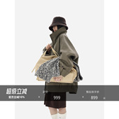 利器宽松廓形中长款 氛围感时尚 大外套 mini千鸟格秀款 HONORE古月