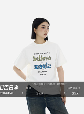HONORE古月 蓝色魔法 Blue Magic 原创logo涂鸦配色百搭舒适大T恤