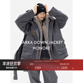HONORE古月 原创铜牌2.0 进口95白鸭绒可拆卸毛领百搭派克羽绒服
