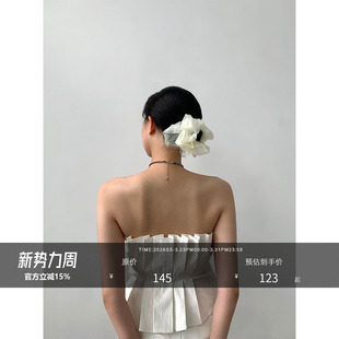 花苞型性感气质短款 white立体褶皱设计 抹胸上衣 all HONORE古月