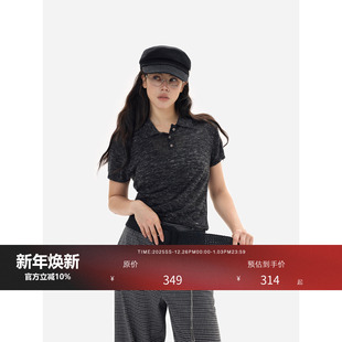 微透混色彩纱线织polo领口短袖 HONORE古月 Row风亚麻