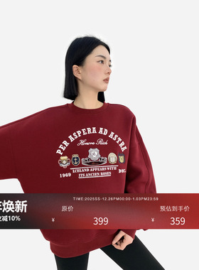 HONORE古月 有钱运动系列 原创多种立体刺绣设计徽章美式圆领卫衣