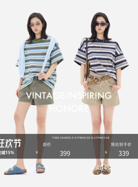HONORE古月 “Kaia kaia”全棉重磅高密高腰直筒剪裁百搭短裤