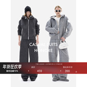 套装 HONORE古月 撞色设计连帽卫衣 阔腿裤 徽章盾牌 定制拉绒