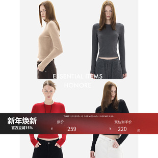 HONORE古月 单品系列 新品 经典 绒感弹力圆领百搭保暖打底 85折