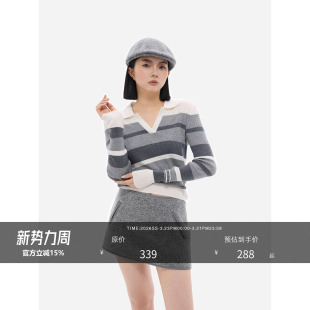 HONORE古月 重工粗花呢百搭拼皮防走光半裙精致毛呢短裙