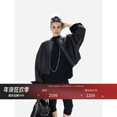 绵羊皮防皱工艺赋有肌理感下摆褶皱短款 HONORE古月 H家秀款 皮衣