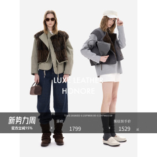 休闲百搭夹克皮草外套马甲套装 做旧松貂绒 限量VTG HONORE古月