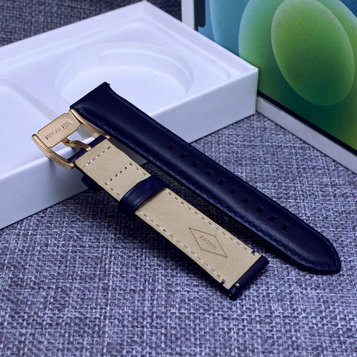FOSSIL手表表带真皮深蓝色20MM