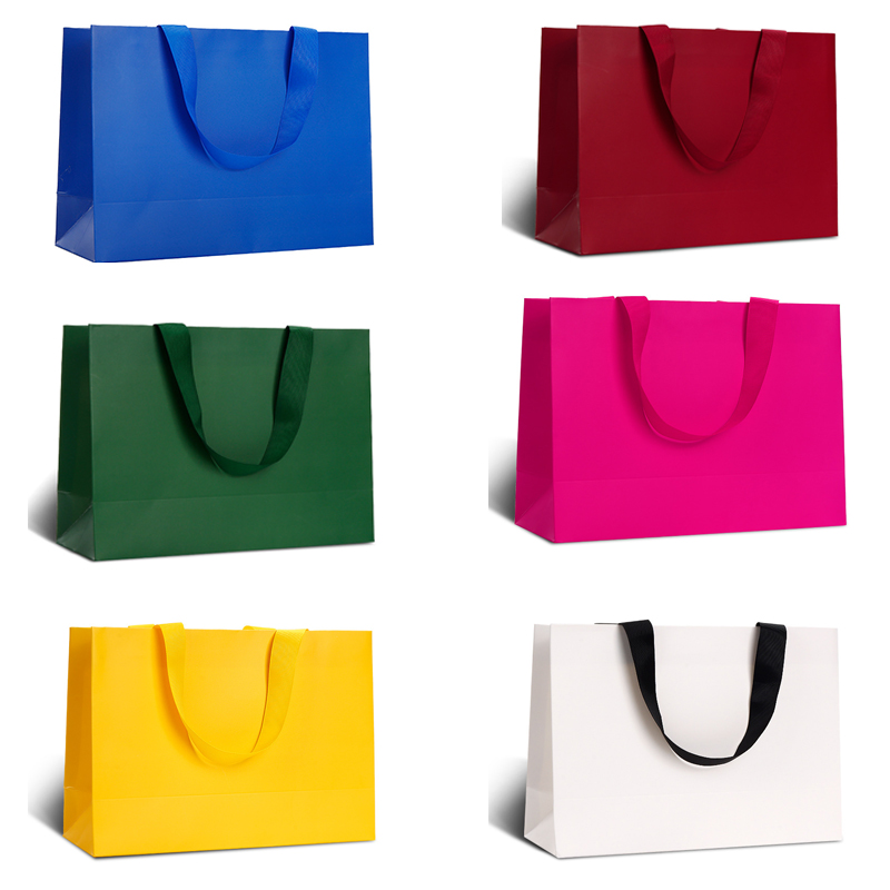 高档礼品袋纸袋内嵌绳克莱因蓝服装橙色轻奢手提袋扁绳珠宝腰带袋