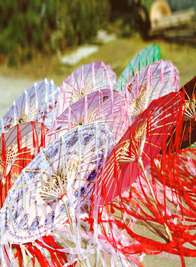 旗袍秀拍照道具伞和服古装女花伞cos彼岸花红伞动漫伞流苏飘带伞