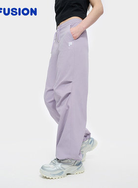 FILA FUSIONFila潮牌女士运动长裤2025春季新款宽松休闲伞兵裤子