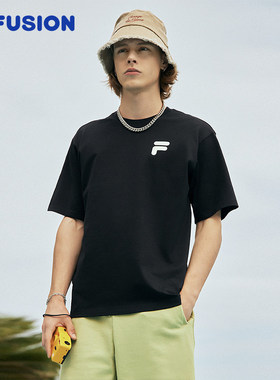 FILA FUSIONFila潮牌短袖T恤情侣款夏季时尚宽松男女针织衫上衣潮