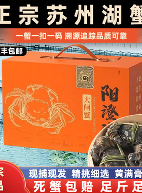 活蟹苏州湖水特大大闸蟹鲜活全母公蟹旗舰礼盒装海鲜阳澄精品螃蟹