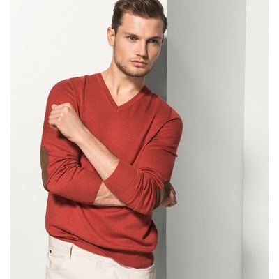 欧美时尚套头长袖V领针织衫