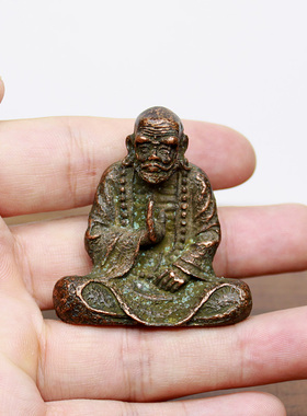 中式复古风纯铜达摩祖师桌面小摆件书桌实心铜迷你小号工艺品摆设