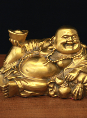 纯铜弥勒佛佛保平安车载摆件车内装饰品摆设车用洪福齐天高枕无忧