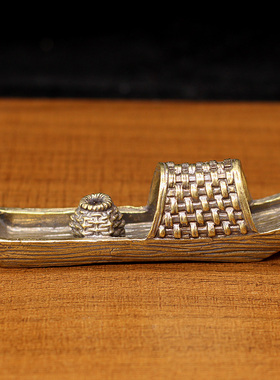 纯铜实心小船鸬鹚乌篷船小摆件中式仿古铜船线香香插香座镇纸压尺