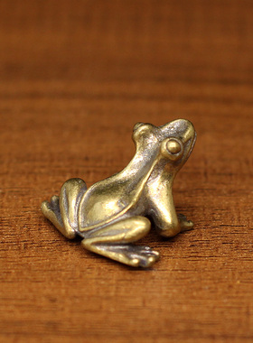 迷你纯铜小青蛙桌面小摆件实心