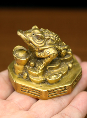 小号招财金蟾纯铜葫芦元宝铜钱桌面摆件书桌书房写字画画镇纸压尺