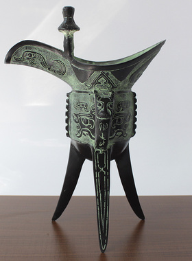 高27cm大号青铜杯仿古青铜器酒杯摆件三国古代酒杯酒具爵杯秦王杯