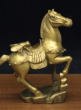 纯铜生肖马桌面小摆件苍蝇谐音常赢马上赢吉祥祝福书房客厅摆设品