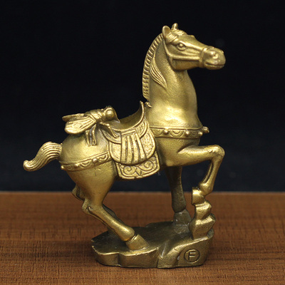 纯铜生肖马桌面小摆件苍蝇谐音常赢马上赢吉祥祝福书房客厅摆设品
