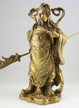 武财神镇宅护身黄铜工艺品关羽像
